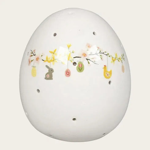 Easter egg, w. LED, H 9cm, Dolomite, Timer