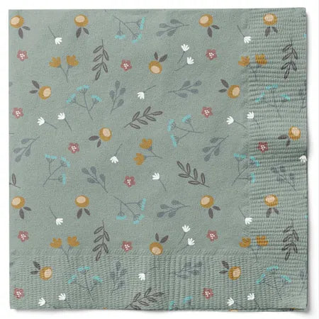 Servetter, 3-lags, Grå/Grön, Flowerdays