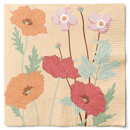 Servetter, 3-lags, Gul/Aprikos, Flowerdays