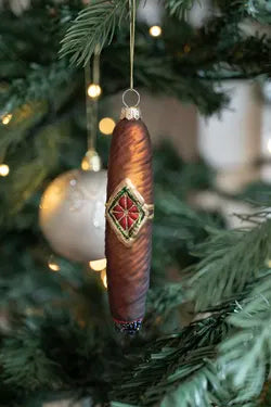 Figurkulor i glas, Cigarr, H13,9cm, Mörkbrun