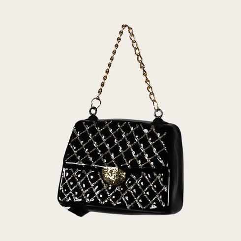 Figurkulor i glas, Handväska för upphängning, H 6,5xW7,5xD3cm, Svart