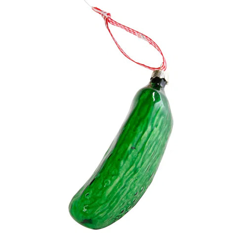 Julkula i glas - Gurka för upphängning, H 11cm, Grön