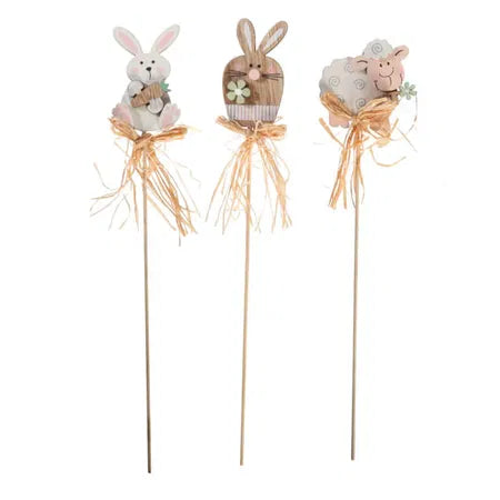 Påskdekoration på pinne, H 29,5cm, Naturell, 3/påse