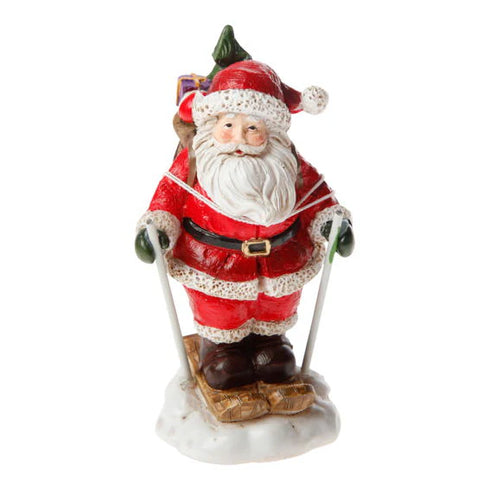 Jultomte på skidor, H 9,5cm, Röd