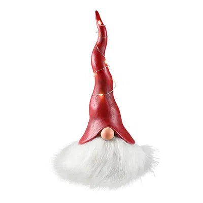 Tomte med LED, H 27cm, Röd