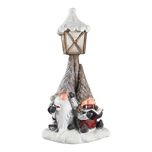 Tomtar vid lykta, H 22cm, Grå