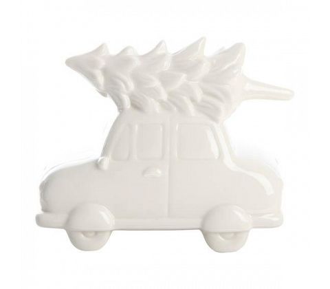 Bil m gran på taket vit