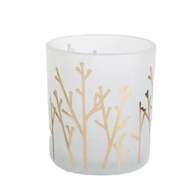 Värmeljuslykta, H87cm, Glas, Vit/Guld