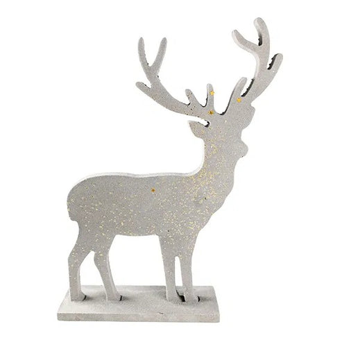 Ren för dekoration, H26cm MDF, grå/guld