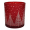 Ljuslykta, granar, H8cm Glas, Röd
