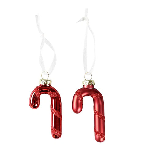 Miniature, Candy Cane, H 5cm, 2/Box, Red