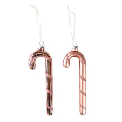 Polkagrisar, H11cm, Glas, Gammelrosa, 2/box