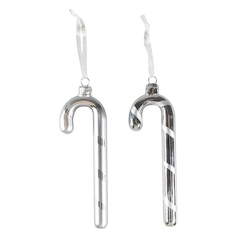 Julkula i glas Julkäpp silver 2-pack