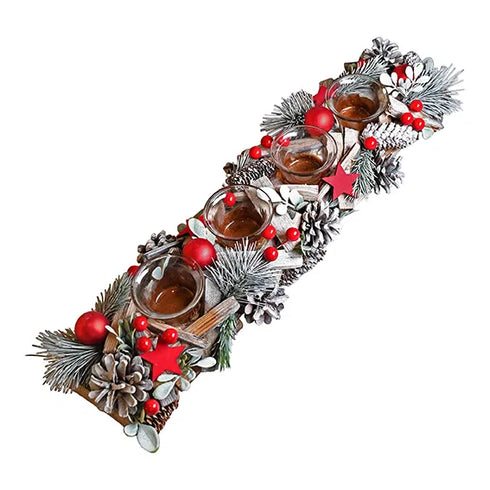 Adventsljusstake, H7,5cm, Trä, Röd