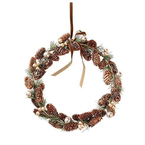 Julkrans med kottar, Dia. 26cm, Naturfärgad