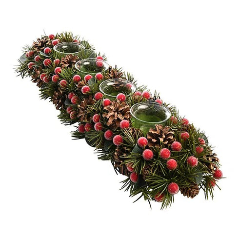 Adventsljusstake, H8cm, Plast, Grön/Röd