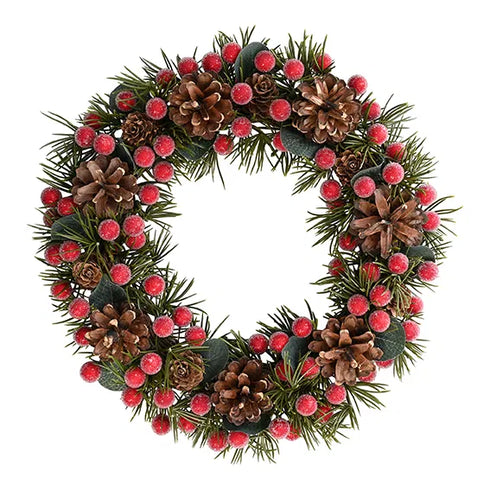 Adventskrans, Dia. 28cm, Grön röda bär