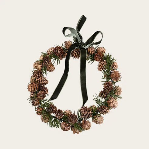 Krans med kottar, Dia. 25cm, Natur