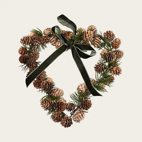 Hjärta m kottar, H 26cm, B 27cm, Natur