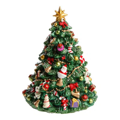 Julgran med music, H15cm, Poly/Metall, Grön