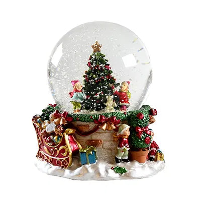 Snöglob med speldosa, H14,5cm, Poly, Flerfärgad