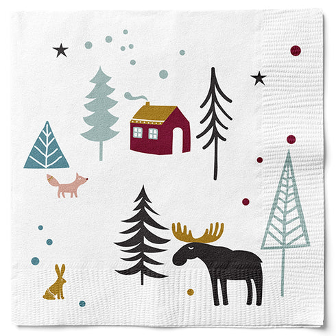 Servetter, 3-lags, Vit, Christmas Symbols