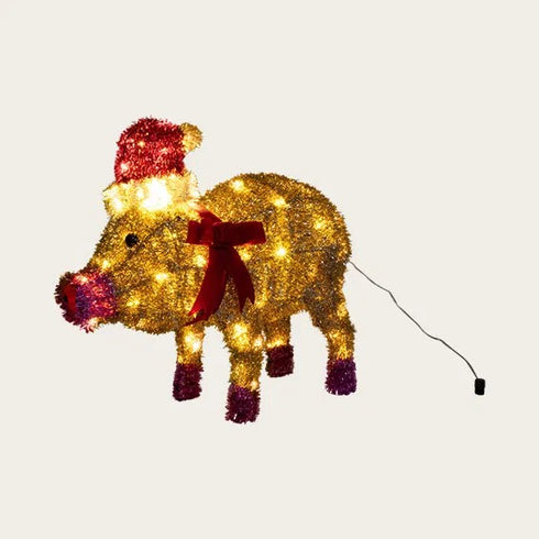 Gris med LED 100 lampor, H 46cm, Guld