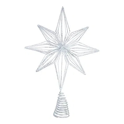Toppstjärna, H 32,5cm, Metall, Vit/Silver