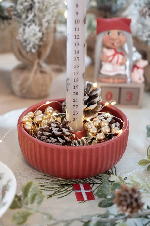 Ljusstake, Dia14,2cm, Dolomit, Röd