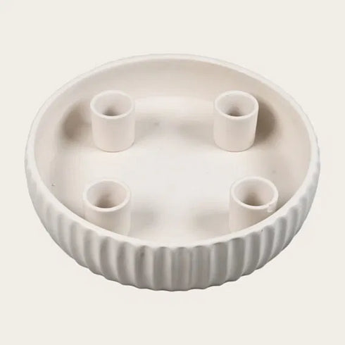 Adventsljusstake för 4 ljus, Dia20cm, Dolomit, Vit