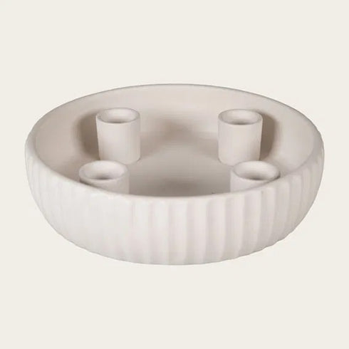 Adventsljusstake för 4 ljus, Dia20cm, Dolomit, Vit