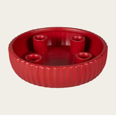 Adventsljusstake för 4 ljus, Dia20cm, Dolomit, Röd