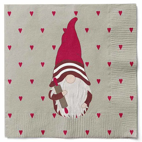 Servetter, 3-lags, Beige, Tomte, Santa Petit