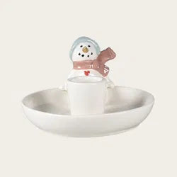 Ljusstake snögubbe, Dia10cm, Dolomit, Vit