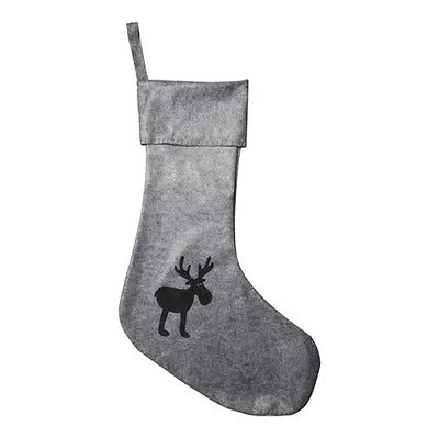 Julstrumpa, med älg, H110cm, Filt, Grå