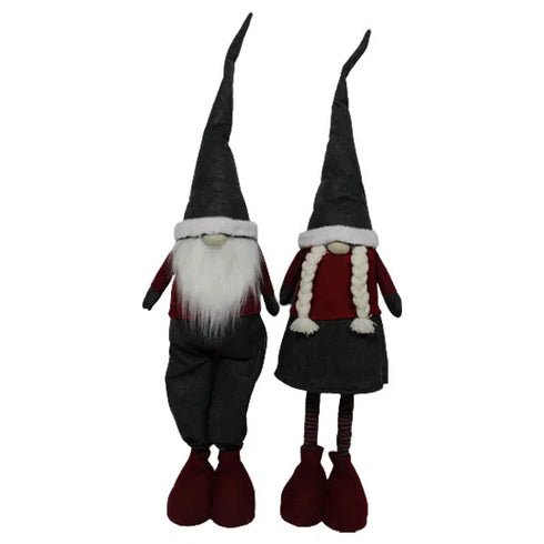 Tomtenissar med teleskopben, pojke & flicka, H 110cm, Röd