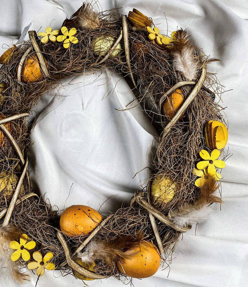 Krans, dia 34cm, gul, Easter