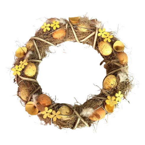 Krans, dia 34cm, gul, Easter