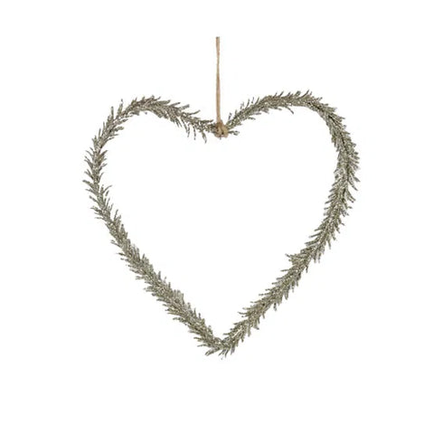 Krans, hängande hjärta, H 25cm, b 25cm, Guld