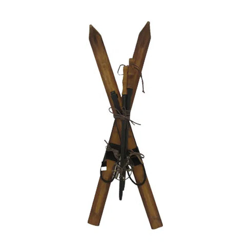 Skidor och stavar, H 90cm, Trä, Naturfärgade/Bruna