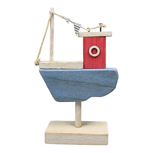 Husbåt, H27cm, Blå/röd