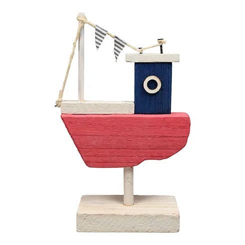 Husbåt, H27cm, Röd/blå