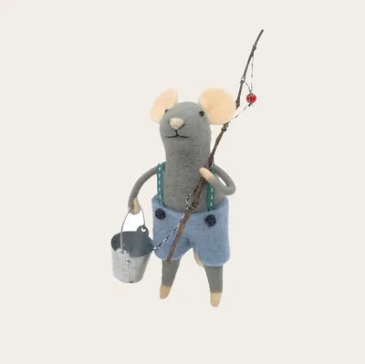 Mouse, H 6 cm, Wool, Grey