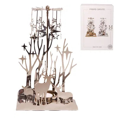 Ljusstake roterande ren, H13,5cm, Silver