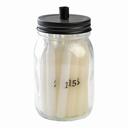 Ljusstake med 24 ljus, H14,5cm, Glas, Svart