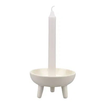 Ljusstake, Dia13cm, Keramik, Vit