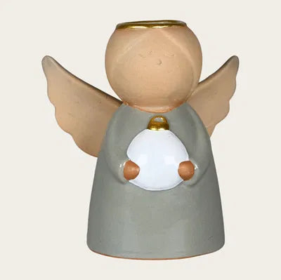 Ljusstake ängel, H8,8cm, Dolomit, Grön