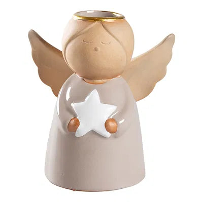 Ljusstake ängel, H8,8cm, Dolomit, Grå