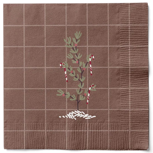 Napkins, 3-ply, Brown, Christmas Cheer