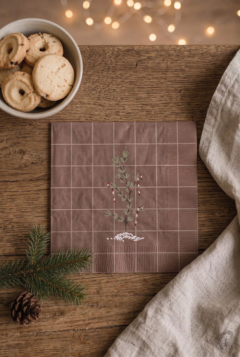Napkins, 3-ply, Brown, Christmas Cheer